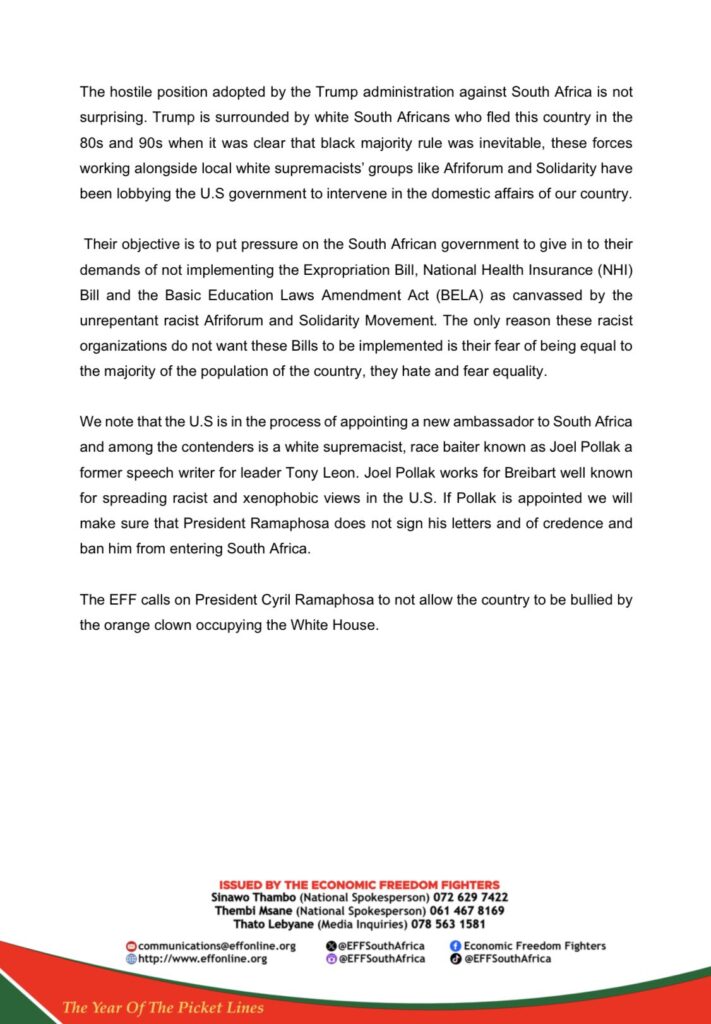 EFF Statement to Donald Trump