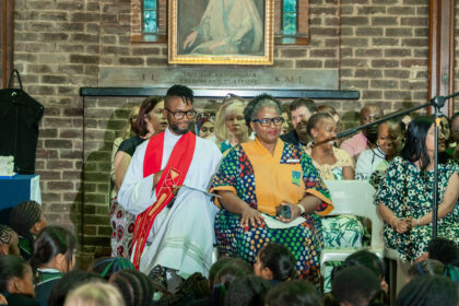 Father Kabelo Motlhakane and Executive Director Mrs Lindi Dlamini attend the Foundation Day service
