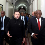 Ukrainian President Volodymyr Zelensky and South African President Cyril Ramaphosa