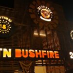MTN Bushfire 2025 festival sign at night