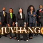 Muvhango cast in formal attire with fiery title.