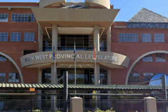 North West Provincial Legislature building entrance
