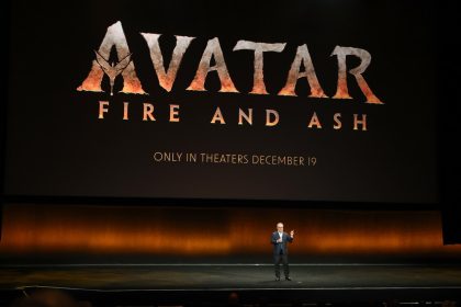 Avatar: Fire and Ash movie announcement on stage