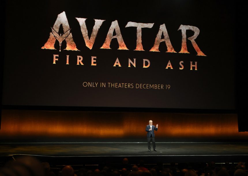 Avatar: Fire and Ash movie announcement on stage