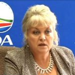 Woman speaking at Democratic Alliance press event.