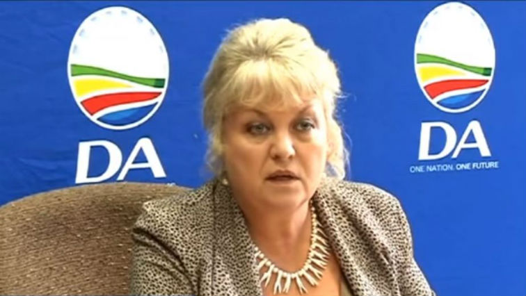 Woman speaking at Democratic Alliance press event.