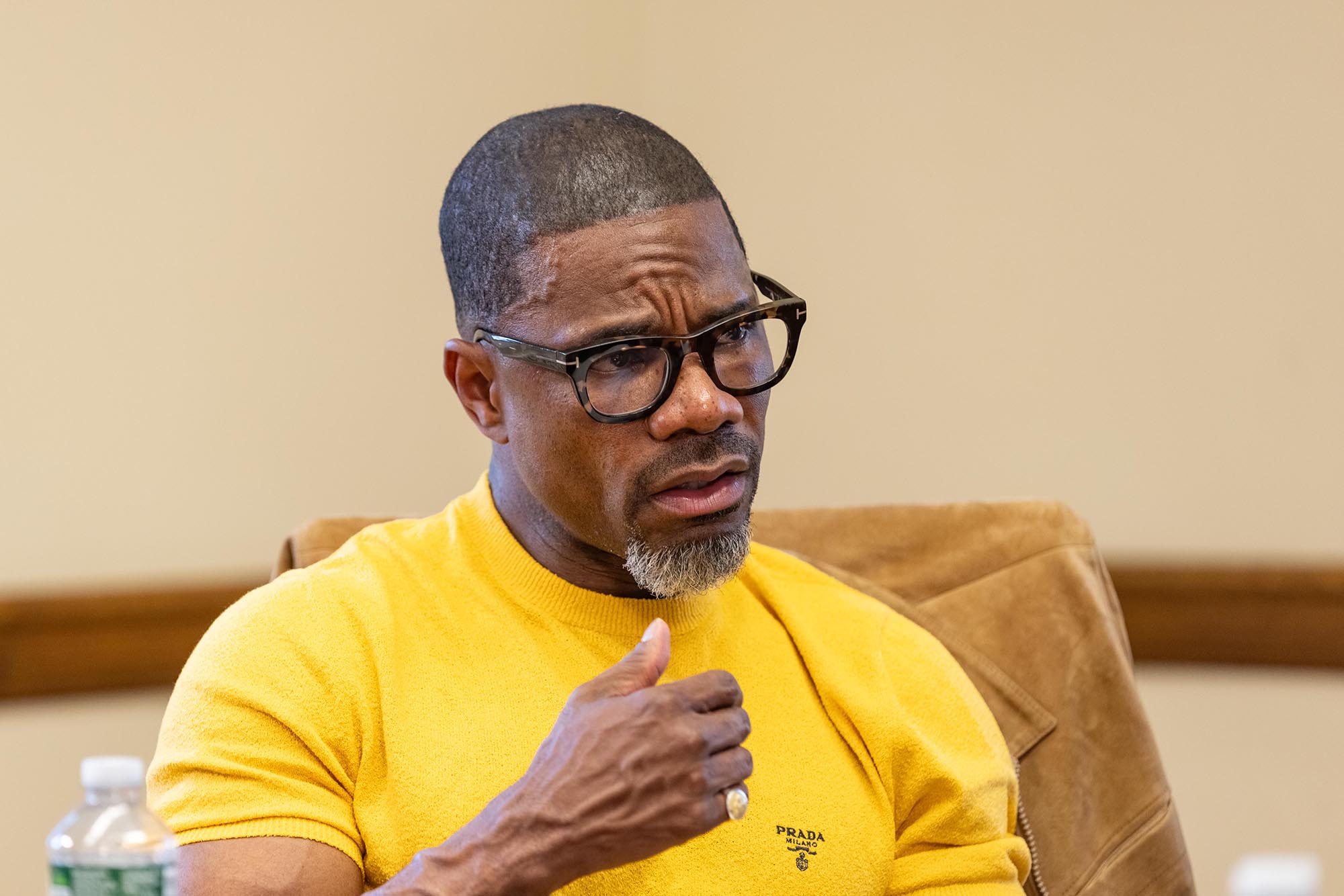 Kirk Franklin speaking during an interview about faith and family