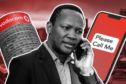 Man with phone, Vodacom tower, Please Call Me.