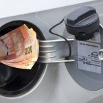 South African rands in car's fuel tank opening