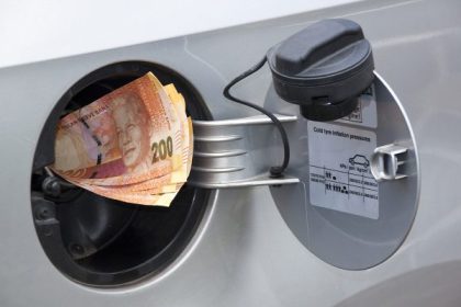 South African rands in car's fuel tank opening