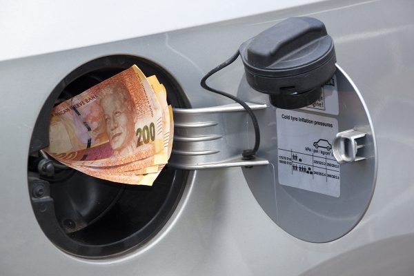 South African rands in car's fuel tank opening