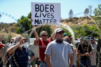 Protest with sign reading 'Boer Lives Matter'