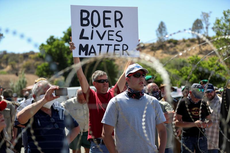 Protest with sign reading 'Boer Lives Matter'