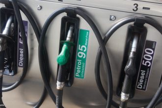 Petrol and diesel fuel pumps at South African station