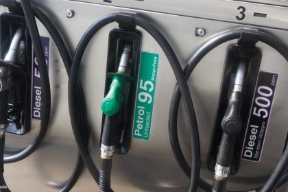 Petrol and diesel fuel pumps at South African station