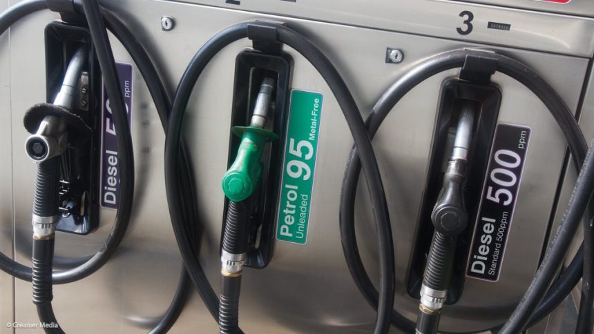 Petrol and diesel fuel pumps at South African station