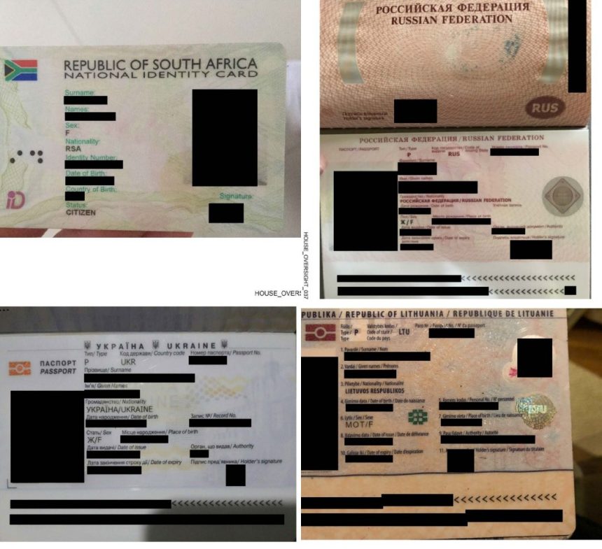 Collection of identity documents found at Jeffrey Epstein estate