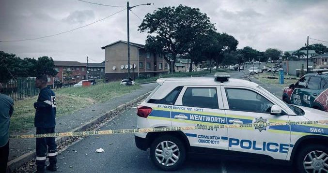 South African police at Wentworth crime scene.