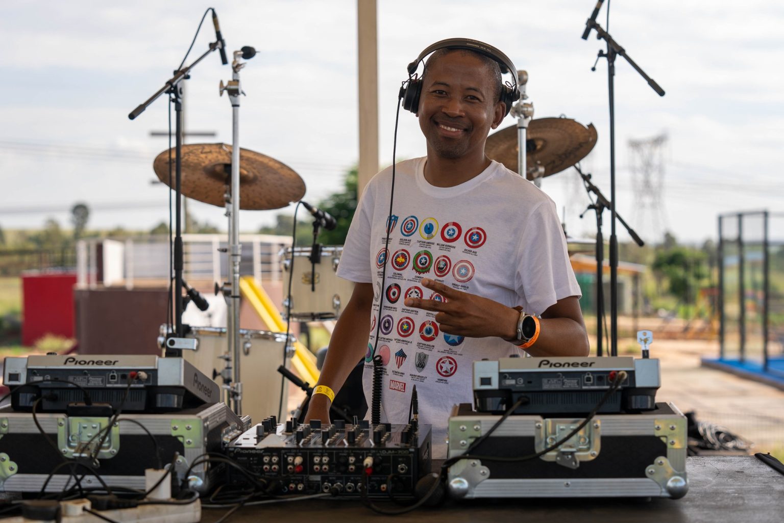 DJ Webster performing live on stage in South Africa during a house music set