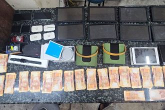 Durban Metro Police officers during an operation at the Durban beachfront