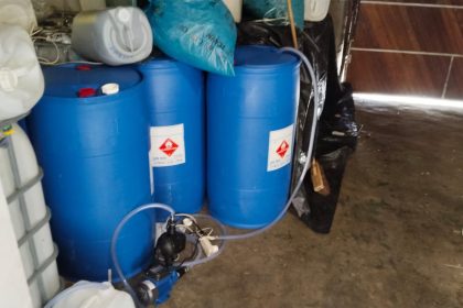 Metro Police confiscated more than 2,000 litres of homemade gin during a raid on an alleged illegal liquor operation in Durbanville. Picture: Supplied (SUPPLIED)