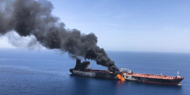 US oil tanker 'hit by Iran and on fire' in Gulf in new escalation of Middle East war