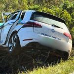 Traffic Control vehicle crashed off roadside embankment