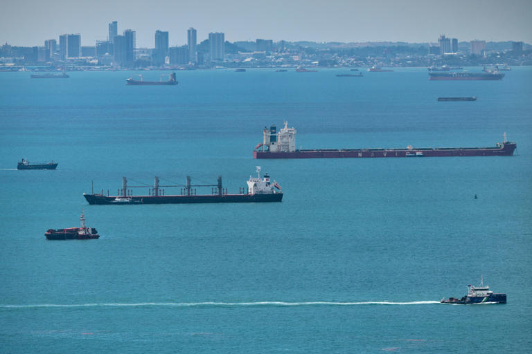 ships traversing the strait of malacca