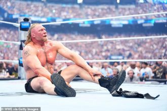 wwe legend brock lesnar appeared to retire from the sport at wrestlemania 42 on sunday