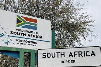South Africa Kopfontein border control entrance sign