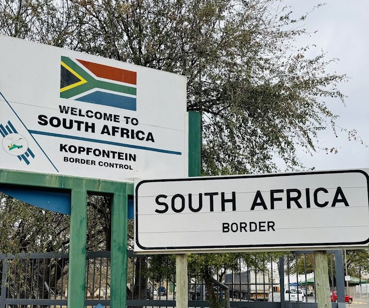 South Africa Kopfontein border control entrance sign