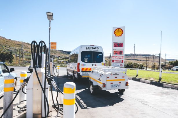 Minibus taxi refuelling at Shell petrol station