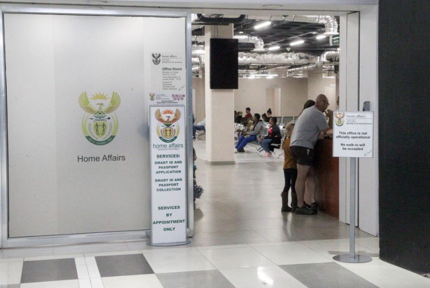 Home Affairs office entrance with waiting area