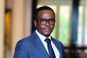 Professional man in blue suit and glasses