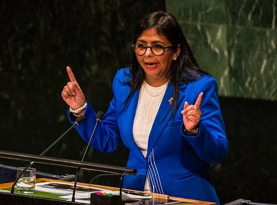 Woman speaking at United Nations podium