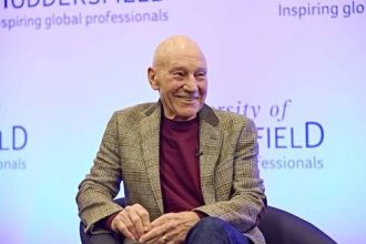 Sir Patrick Stewart speaking at University of Huddersfield event